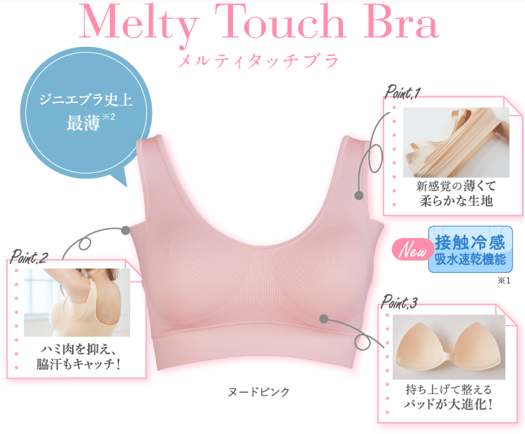 Melty Touch Bra - メルティタッチブラ - 接触冷感吸水速乾機能※1 ジニエブラ史上最薄※2